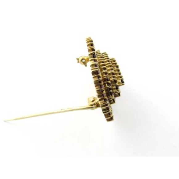Antique Victorian Gold Wash 900 Silver Garnet Brooch #2965 - Picture 4 of 6